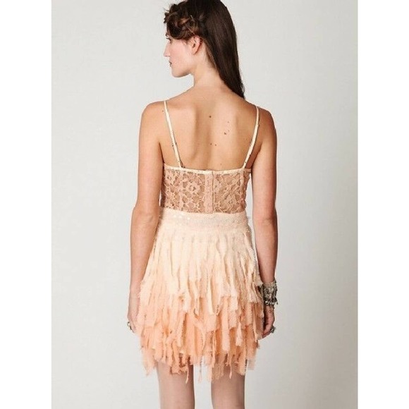 Free People Feather Lace Chiffon Mini Dress S - Picture 5 of 5